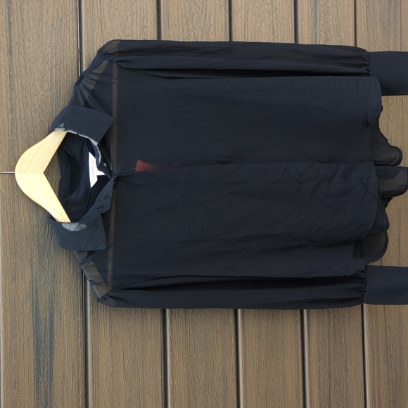 Joe Fresh Women's Semi Sheer Black Blouse With Built In Tank - Size Small NWT - Picture 4 of 5